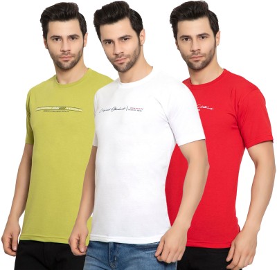 Zeffit Printed Men Round Neck White, Red, Light Green T-Shirt