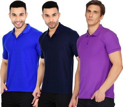 YUALIN CREATION Solid Men Polo Neck Multicolor T-Shirt