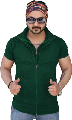 Tresna Fab Solid Men Polo Neck Dark Green T-Shirt