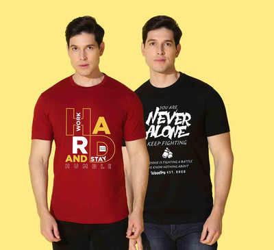 WOOSTRO Printed Men Round Neck Multicolor T-Shirt