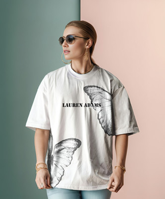 Lauren Adams Printed, Typography Women Round Neck White T-Shirt
