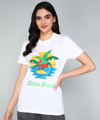 Thumb Print Printed, Typography Women Round Neck White T-Shirt