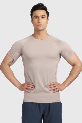 FuaarK Solid Men Round Neck Beige T-Shirt