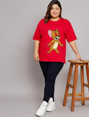 Gujjuunicorns Animal Print Women Round Neck Reversible Red T-Shirt