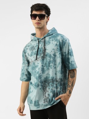 MANIAC Tie & Dye Men Hooded Neck Blue T-Shirt