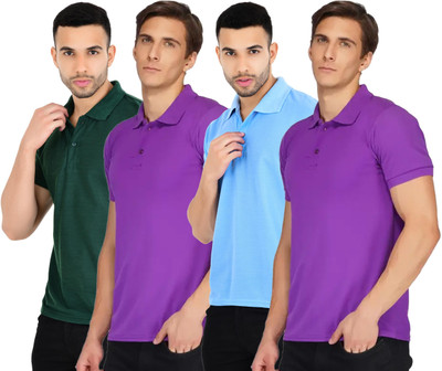 KEOTI Solid Men Polo Neck Multicolor T-Shirt