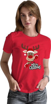 Buy That Trendz Printed Women Round Neck Red T-Shirt