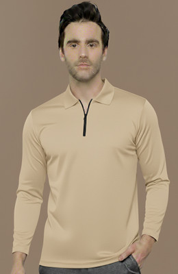 Jangoboy Solid Men Polo Neck Dark Green T-Shirt