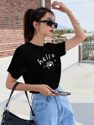 THE DRY STATE Graphic Print Women Round Neck Black T-Shirt