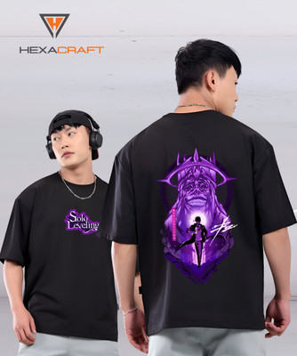 HexaCraft Graphic Print Men Round Neck Black T-Shirt