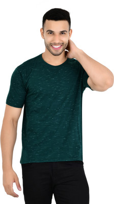 YUALIN CREATION Solid Men Round Neck Green T-Shirt