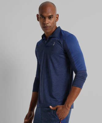 CAMPUS SUTRA Self Design Men Round Neck Blue T-Shirt