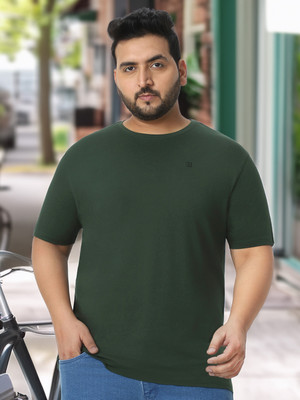 Urbano Plus Solid Men Round Neck Green T-Shirt