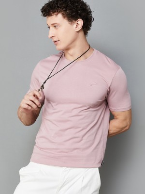 Fame Forever by Lifestyle Solid Men Round Neck Pink T-Shirt