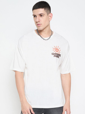 Mast & Harbour Graphic Print Men Round Neck White T-Shirt