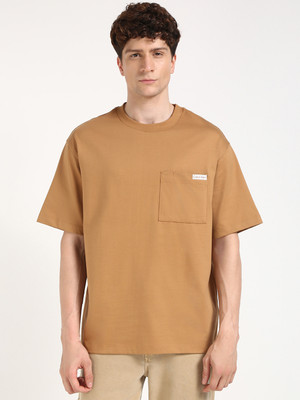 Calvin Klein Jeans Solid Men Round Neck Brown T-Shirt