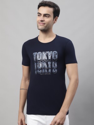 VIMAL JONNEY Graphic Print Men Round Neck Navy Blue T-Shirt