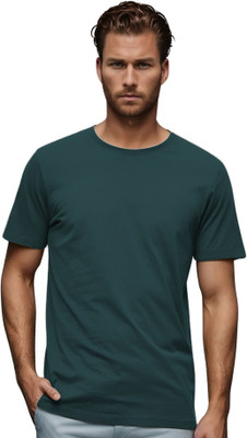 BlueFicus Solid Men Round Neck Green T-Shirt