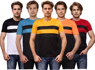 Expert Choice Solid Men Round Neck Multicolor T-Shirt