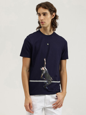 United Colors of Benetton Graphic Print Men Crew Neck Blue T-Shirt