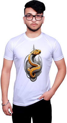 KRYONIX Printed Men Round Neck White T-Shirt