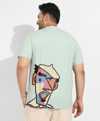 Instafab Plus Printed Men Round Neck Green T-Shirt