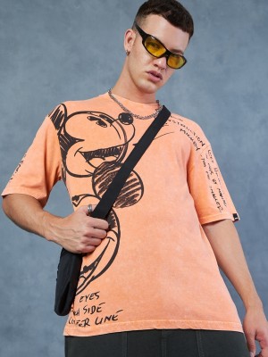 BEWAKOOF Graphic Print Men Round Neck Orange T-Shirt