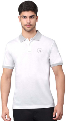 LOUIS STITCH Solid Men Polo Neck White T-Shirt