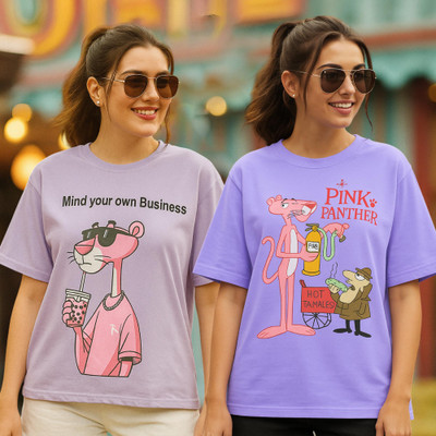 Fabflee Printed Women Round Neck Multicolor T-Shirt