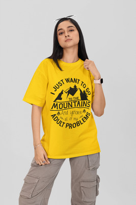 Stylewill Graphic Print Women Round Neck Yellow T-Shirt