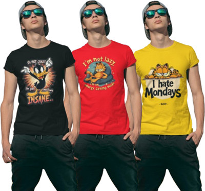 Stylewill Graphic Print Men Round Neck Black, Red, Yellow T-Shirt