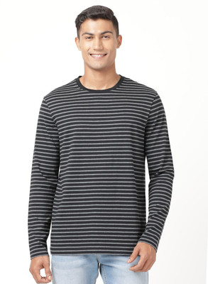 JOCKEY Striped Men Round Neck Grey T-Shirt