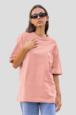 RAPTOR BROTHERS Solid Women Round Neck Pink T-Shirt