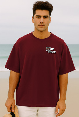 Manico Printed Men Round Neck Maroon T-Shirt