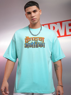 HIGHLANDER Printed Men Round Neck Blue T-Shirt