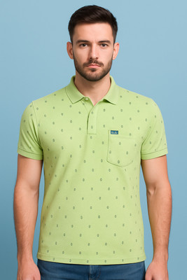 ninjafort Printed Men Polo Neck Green T-Shirt
