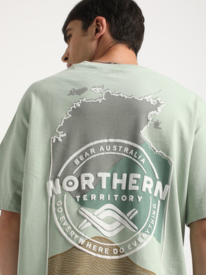 THE BEAR HOUSE Printed Men Round Neck Green T-Shirt