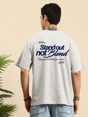 Mast & Harbour Printed Men Round Neck Grey T-Shirt