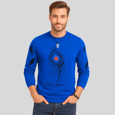 Ticoss Printed Men Round Neck Blue T-Shirt