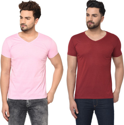 Adorbs Trend Solid Men V Neck Multicolor T-Shirt