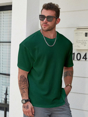TeeWink Checkered Men Round Neck Green T-Shirt