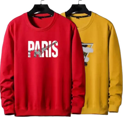 KASPY Printed, Typography Men Round Neck Yellow, Red T-Shirt