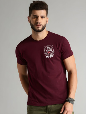 SZN Graphic Print Men Round Neck Maroon T-Shirt
