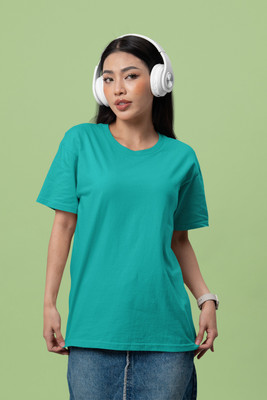 Incrroect Solid Women Round Neck Blue T-Shirt