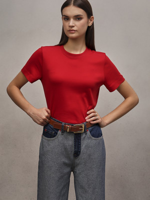 VERO MODA Solid Women Round Neck Red T-Shirt