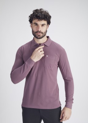 PRORIDERS Solid Men Polo Neck Pink T-Shirt