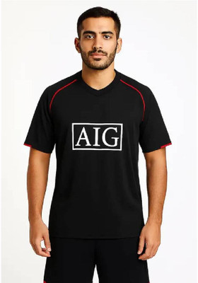 MSV Printed Men Polo Neck Black T-Shirt