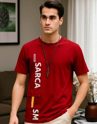 Autna Printed Men Round Neck Red T-Shirt