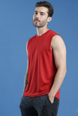 Jangoboy Solid Men Round Neck Red T-Shirt