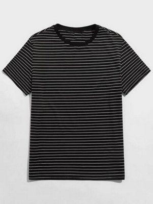 The Modern Soul Striped, Printed Men Polo Neck Black T-Shirt